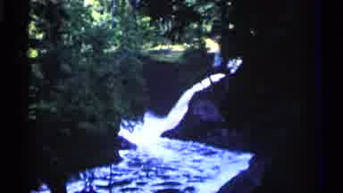 Michigan USA (1960): Waterfall Into Career One Sign Wring Approaching Edge Of