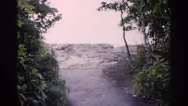 Michigan USA (1960): Pt Between Trees Leda To Rocky Boat Herder While Two Men Sand