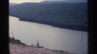 Michigan USA (1960): River Passes Through Mountain Godmother Trees Line River's
