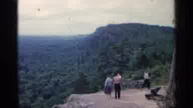 Michigan USA (1960): People On Cliff Overlooking Valley With River Other Like