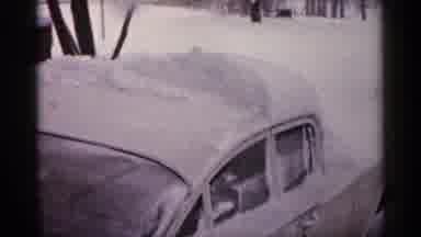 Minnesota USA (1961): Night Snow Car Cold Pile Trees Old Sky Windows Rod