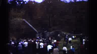 Minnesota USA (1961): Crowd Gr To Chipper Chine Spew Wooden Chips On Cloudy Day