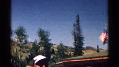 Colorado USA (1963): House In Mountains With Flag People Walking Round