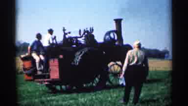 Montgomery Minnesota-1963: Steam Engine, Horse-Drawn Carriage, and Draft Horses at Rural Gathering