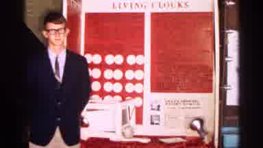 Texas USA (1963): Student Poses With Science Fair Project Display Explains Living