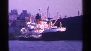 New York City (1964): Large Boat Silas Into Other On Cl Blue Water On Sunny Day