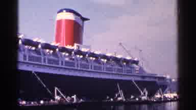 New York City (1964): Huge And Int Ship Standing In Sea And Small Ships