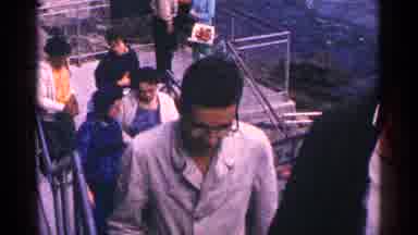 Niagra Falls Canada (1964): People Are Walking On Steps Of Bridge Father On River