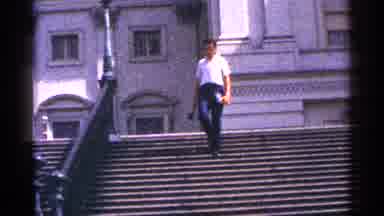 Washington DC (1964): Man In White Shirt Walking Down Large Set Of Stairs