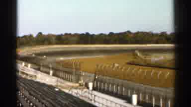 Florida USA (1966): Racetrack With Grass White Boxes Fence Trees And Empty Lechers