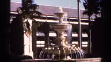 Florida USA (1966): Three Tiered Water Fountain Spray Water In Pool S Two Red And