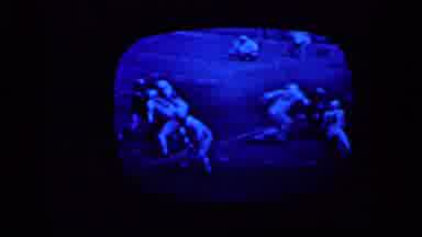 New York (1955): Football ON TV Blue Tint Child Hugs Adult