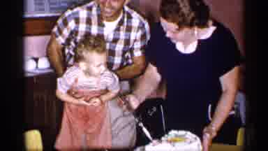 New York (1955): Old Baby Cutting Birthday Cake Father First Time