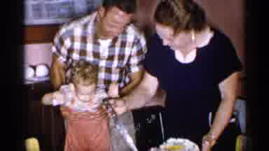 New York (1955): Wonderful Parents Ming Baby To Cut Cake And Baby Enjoys That And