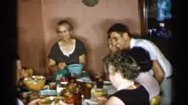 New York (1955): Group Of Adults Eat Together Around A Small Table