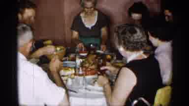 New York (1955): Family Gathered Round Table Eating And Chatting With Each Other