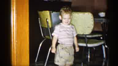 New York (1955): Shy Toddler Wearing Striped Shirt In Father Of Two Yellow Chris