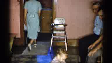 New York (1955): Little Kid W Stupid And Dropped Something So His Dad Helped Him