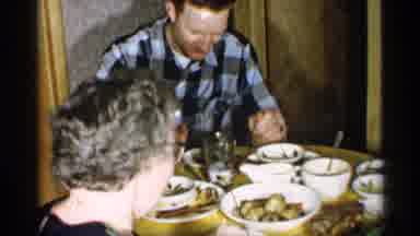 New York (1955): Four People Eating At Rich Table With Yellow Towel