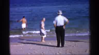 Alabama (1958): Man Wringer White Shooter Walk In To Sea Surf On Bright Sunny Day