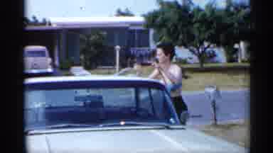 Florida (1958): In Driveway Of Home In Neighborhood Woman She's Her Car With Rf