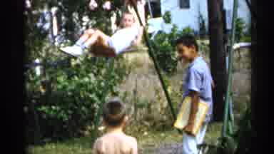 Florida (1958): Set Of Children Playing Outside And Car Cleaning Father Watching