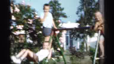 Florida (1958): Children Playing On Swing Set In Backyard Of Middle Metric In