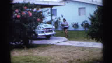 Florida (1958): Family Outside Running Round Farther Little Kids On Father Lawn