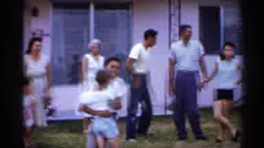 Florida (1958): Family Talking With Each Other And Kids Playing Outside House