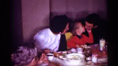 New Jersey (1958): Mom And Dad Eating With Kid S Dad Kisses Kid