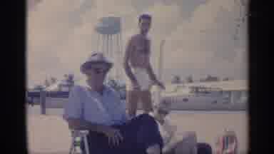 California (1959): People Sitting On Beach And Swimming In Ocean