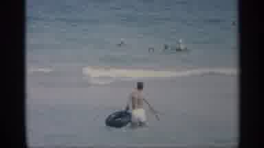 California (1959): Old-Time Swim Fun First Ladies Use Inner Tubes To Flo A