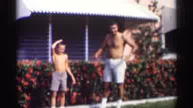 California (1959): Couple Ugly Shirtless People Flexing Air Muscles OF Other Comer