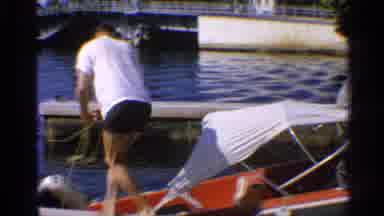 California (1959): Men Water Fishing Sunny Shooter Rope Feet