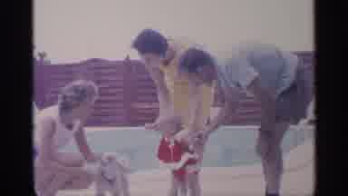 Florida (1959): Two Men And One Woman Interacting With Baby Girl And White Poodle