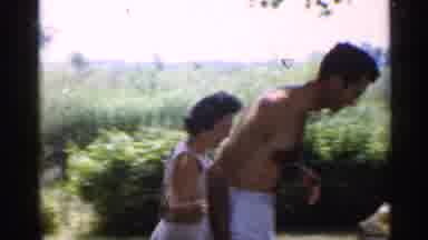 Indiana (1959): Man And Women Outside Two Blades Table Sunny Trees Grass Picnic