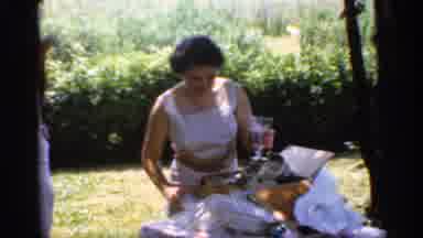 Indiana (1959): Woman Opens Her Gifts And Red Car On Her Birthday Picnic