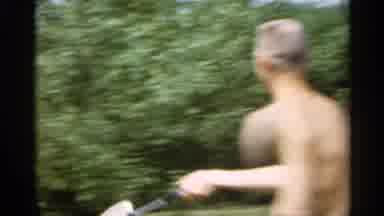 Indiana (1959): Elderly Man And Young Man Play Badminton Elderly Lady In Pink