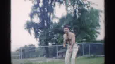 Indiana (1959): People In Residential Backyard Playing Game Of Badminton Irked