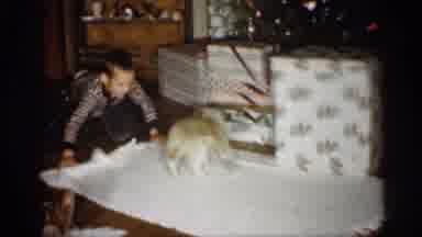 Indiana (1959): Little Boy Of About Four With Puppy Running In Father Of Christmas