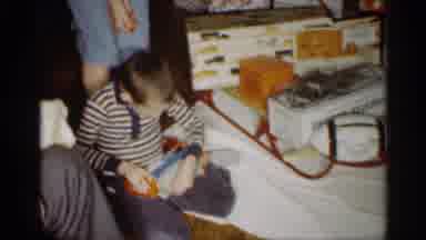 Indiana (1959): Little Boy Wearing Blue And White Striped Shirt With Blue Jess