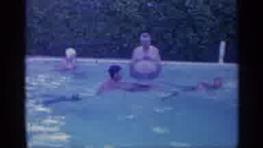 Indiana (1959): Adults And Children Playing In Swimming Pool Full Of Water