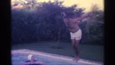 Indiana (1959): Man Dives Into Swimming Pool And Joins Another Man And Woman