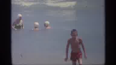 Indiana (1959): Boy Enjoys His Beth In Sea And Coming Out Slowly Watching Others