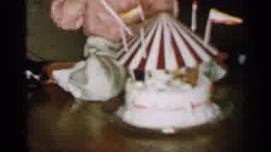 Michigan (1959): Little Boy Setting Up Candles In Cake Father His Birthday
