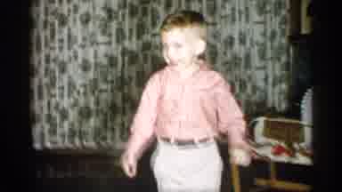 Michigan (1959): Young Boy Hippy At Christmas Playing On His White Bouncy Hothouse