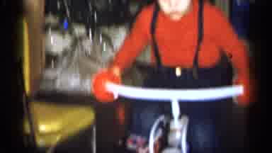 Michigan (1959): Little Boy Riding His New Cycle He Got Father Christmas In His