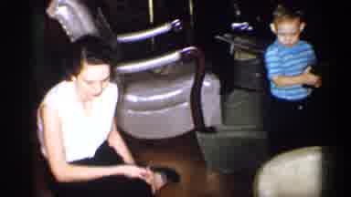 Michigan (1959): Family Mir Son And Grandmother In Living Room Setting Up Train