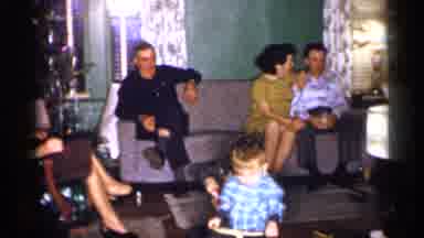 Michigan (1959): Large Family Sitting In The Living Room During Christmas Time