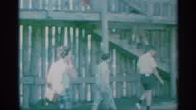 New York (1959): Group Of People Head Up The Wooden Stair And Go See The Water And